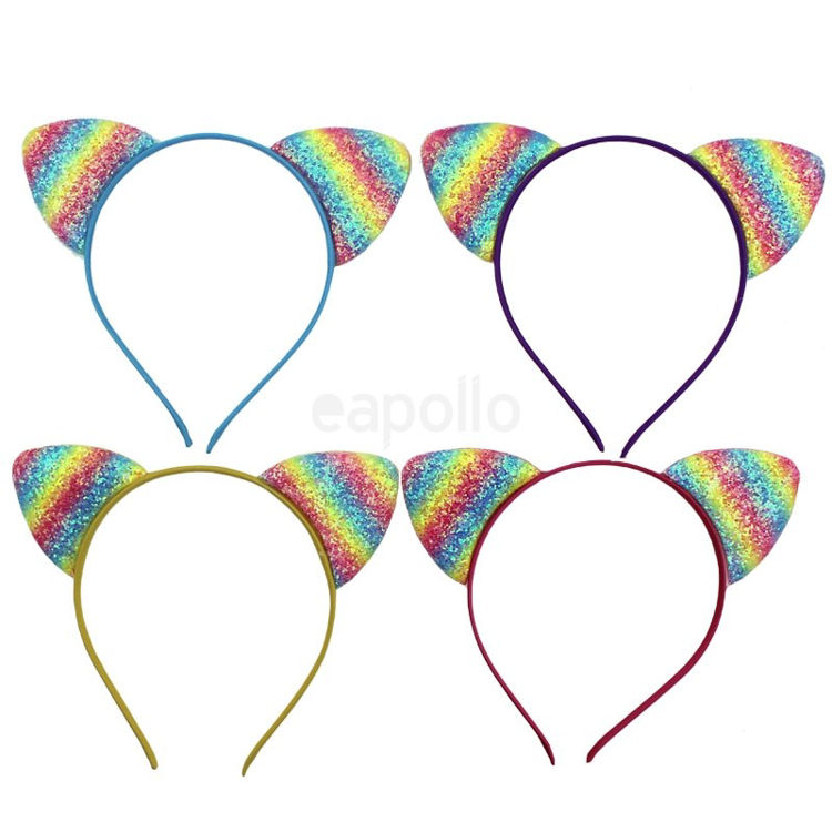 Picture of 7344 / 3448 SPARKLY RAINBOW CAT EARS ON ALICEBAND